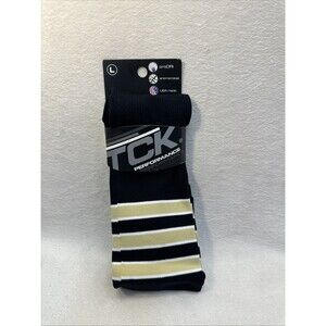 NWT TCK Unisex Adult Sz L Performance Socks Black W/Vegas Gold Rings USA ProDRI